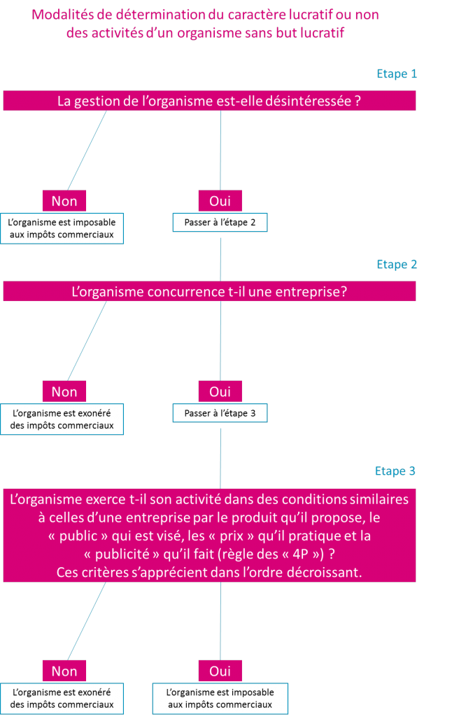 schéma de détermination du caractère lucratif d'une activité sans but lucratif 